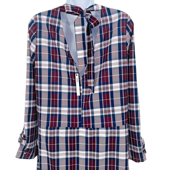 ASOS Soft Trapeze Midi Dress Pephem in Check Plaid Print Back Bow Ruffle Hem - Picture 8 of 12